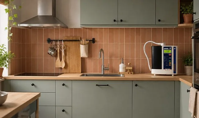 The LeveLuk JR IV on the counter of a calm, sage-green kitchen